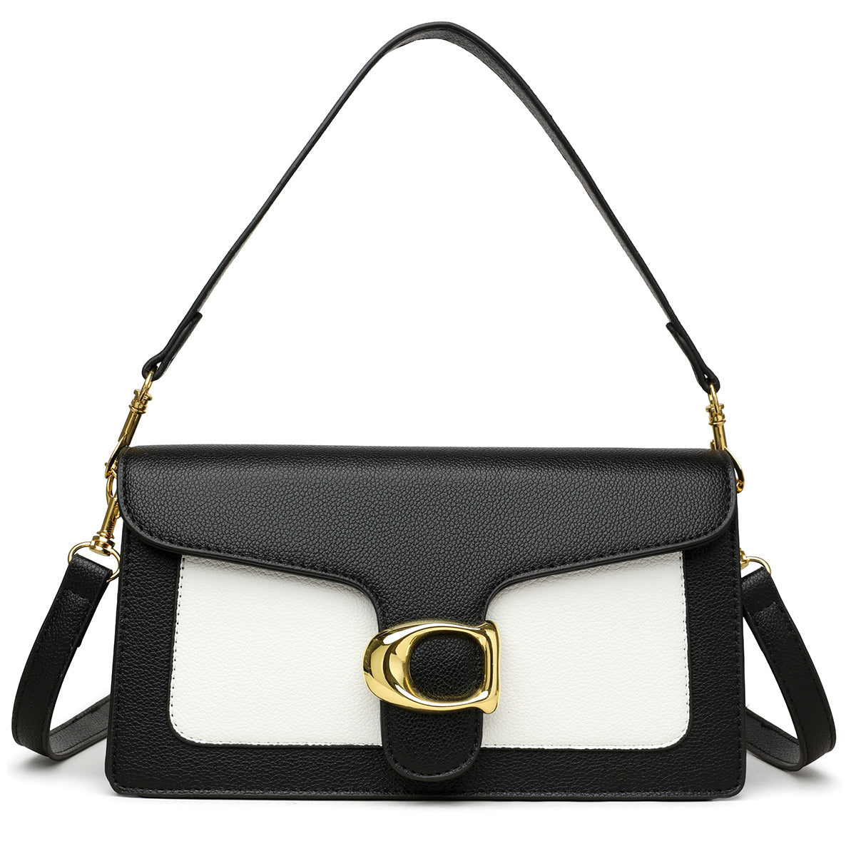 The "Iconic Duo" Buckle Shoulder Bag (Black)