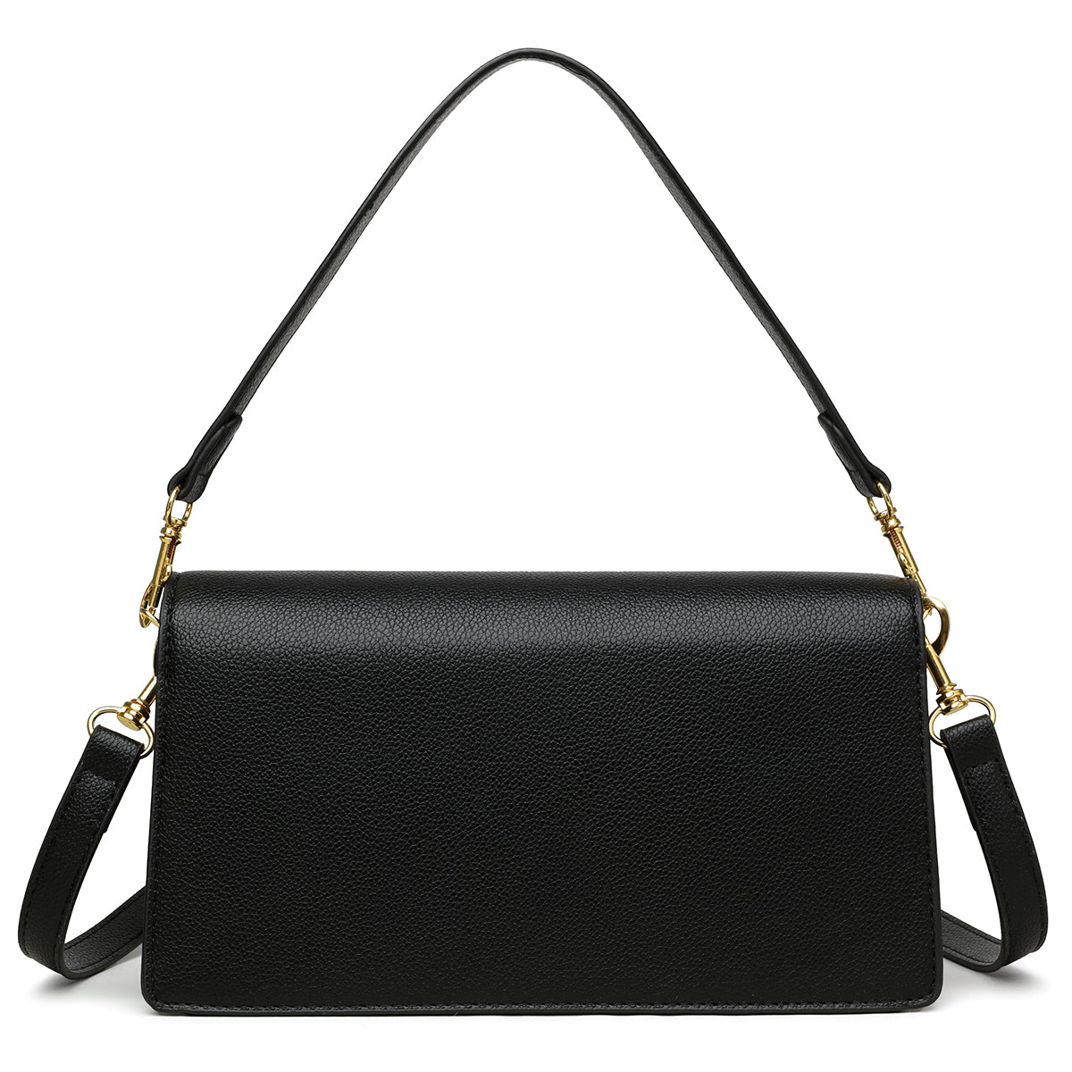 The "Iconic Duo" Buckle Shoulder Bag (Black)