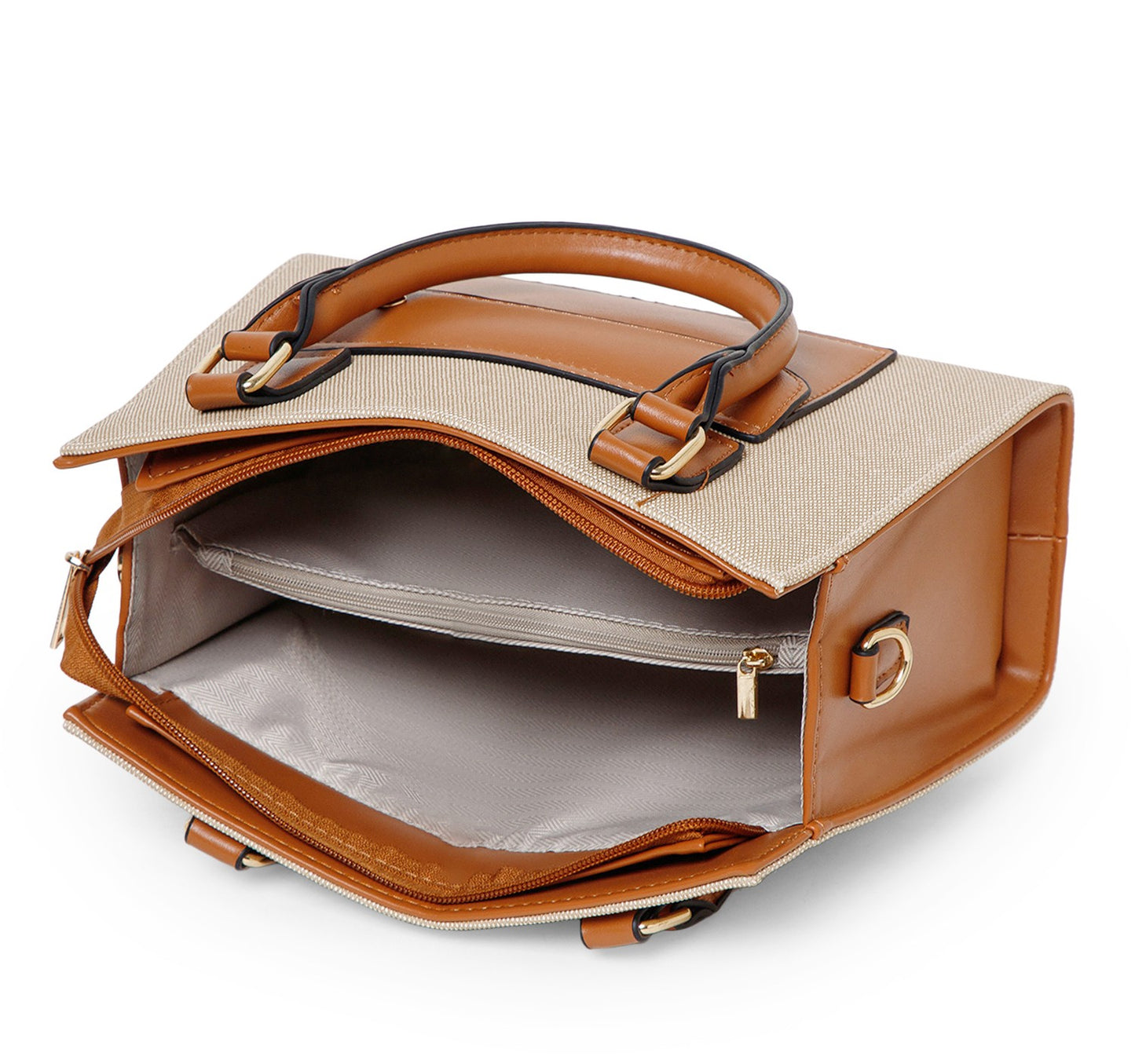 Classic Canvas Pocket Tote Bag – Beige & Tan Edition