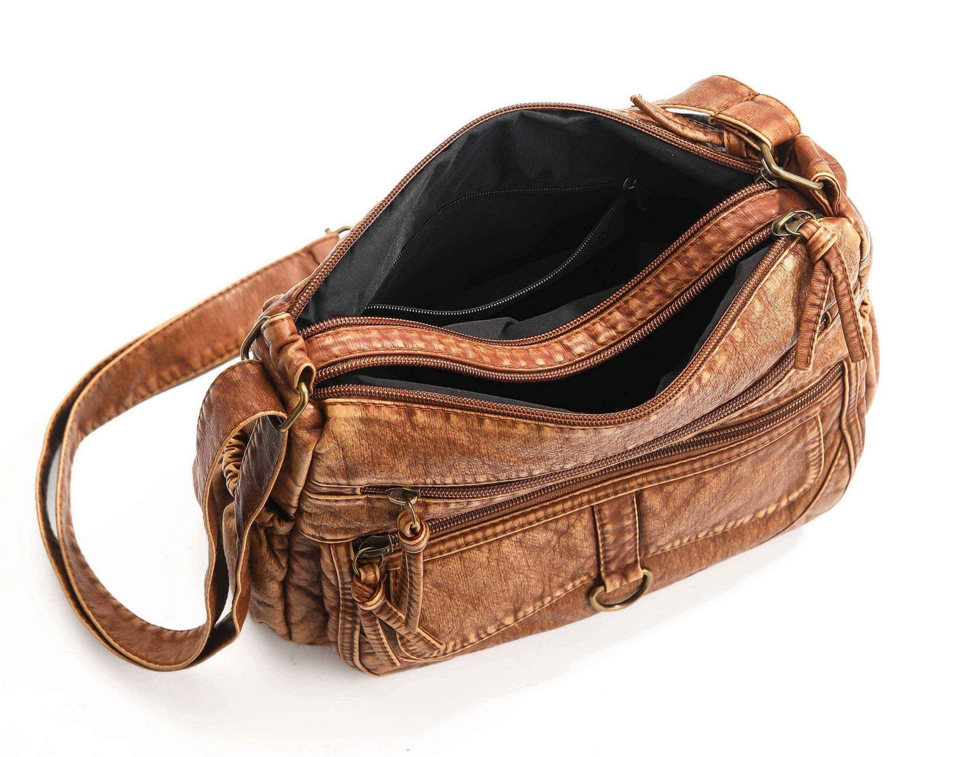 Vintage Multi-Pocket Shoulder Bag – Tan Edition
