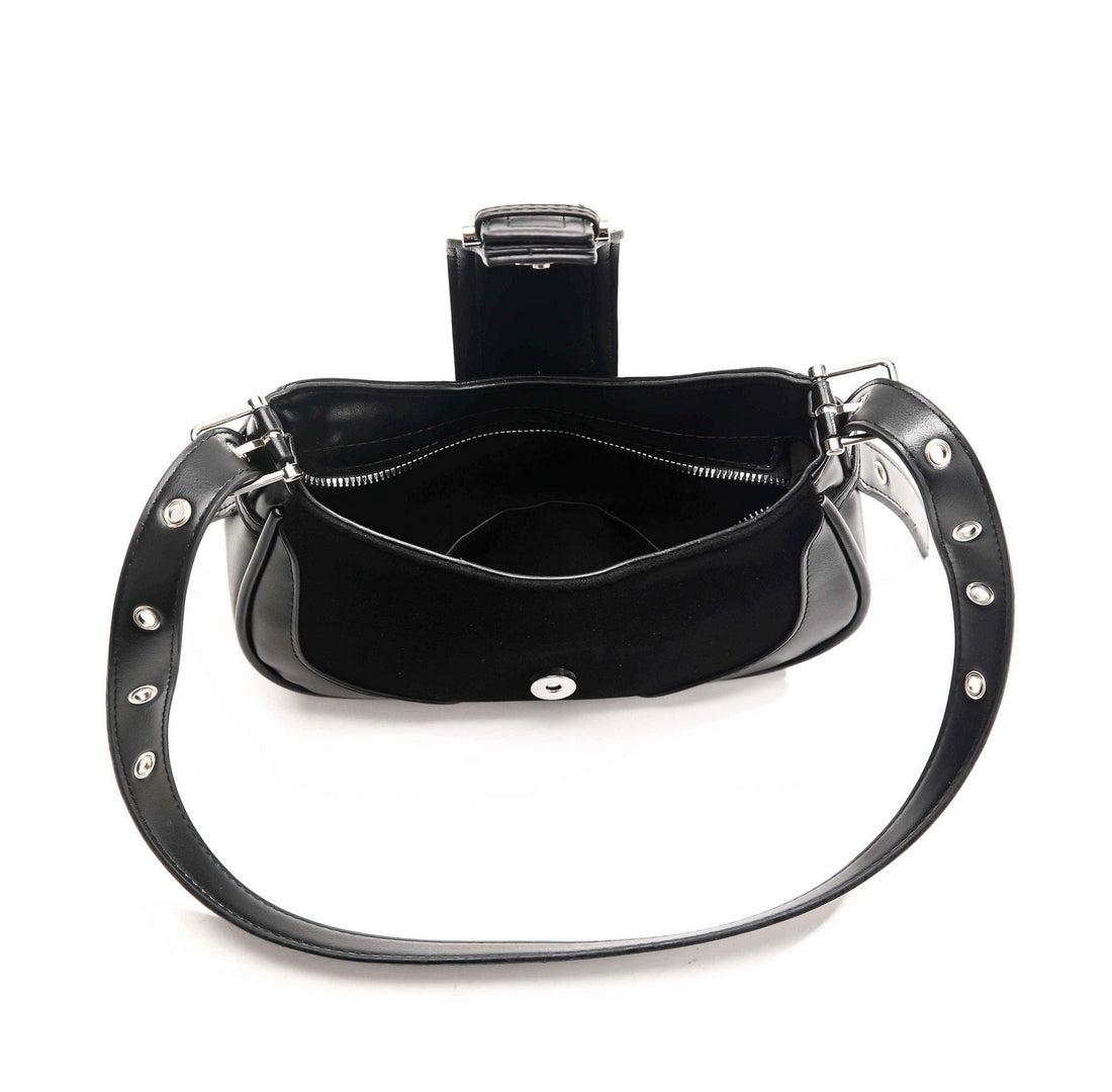 Vintage Buckle Shoulder Bag – Classic Black Edition