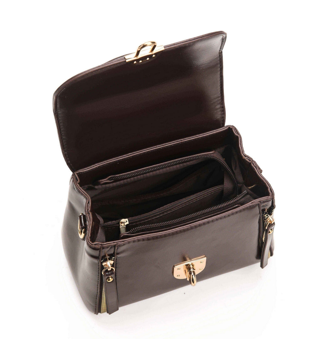 Classic Top Handle Lock Bag – Espresso Brown Edition