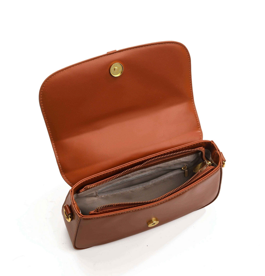 Classic Buckle Crossbody Bag – Tan Brown Edition