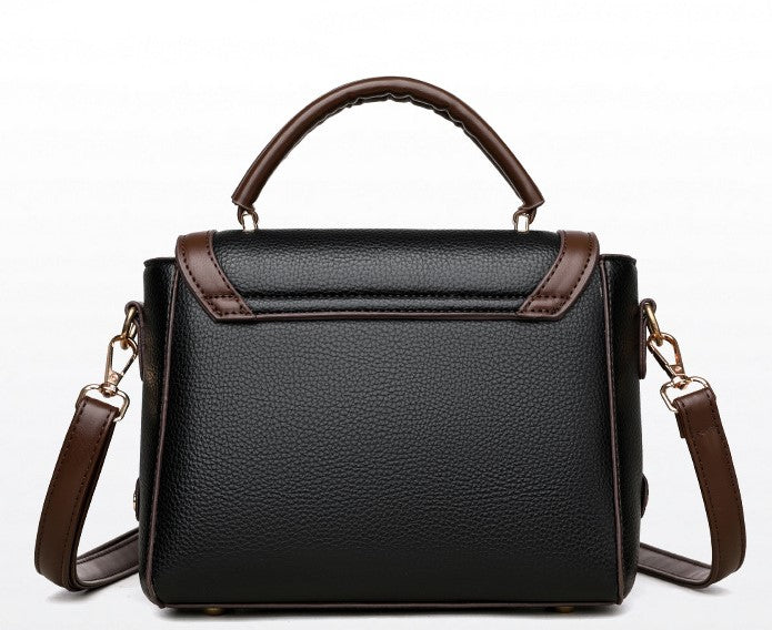 The "Saddle Buckle" Black & Brown Satchel