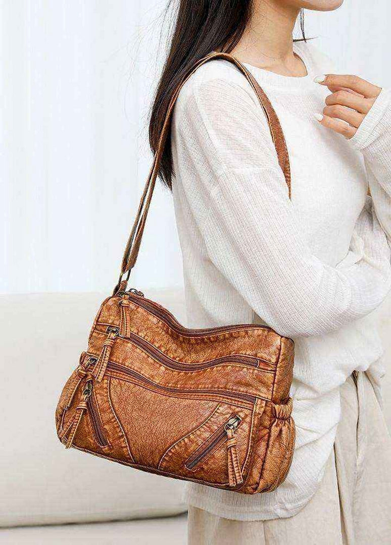 Vintage Multi-Pocket Crossbody Bag – Tan Edition