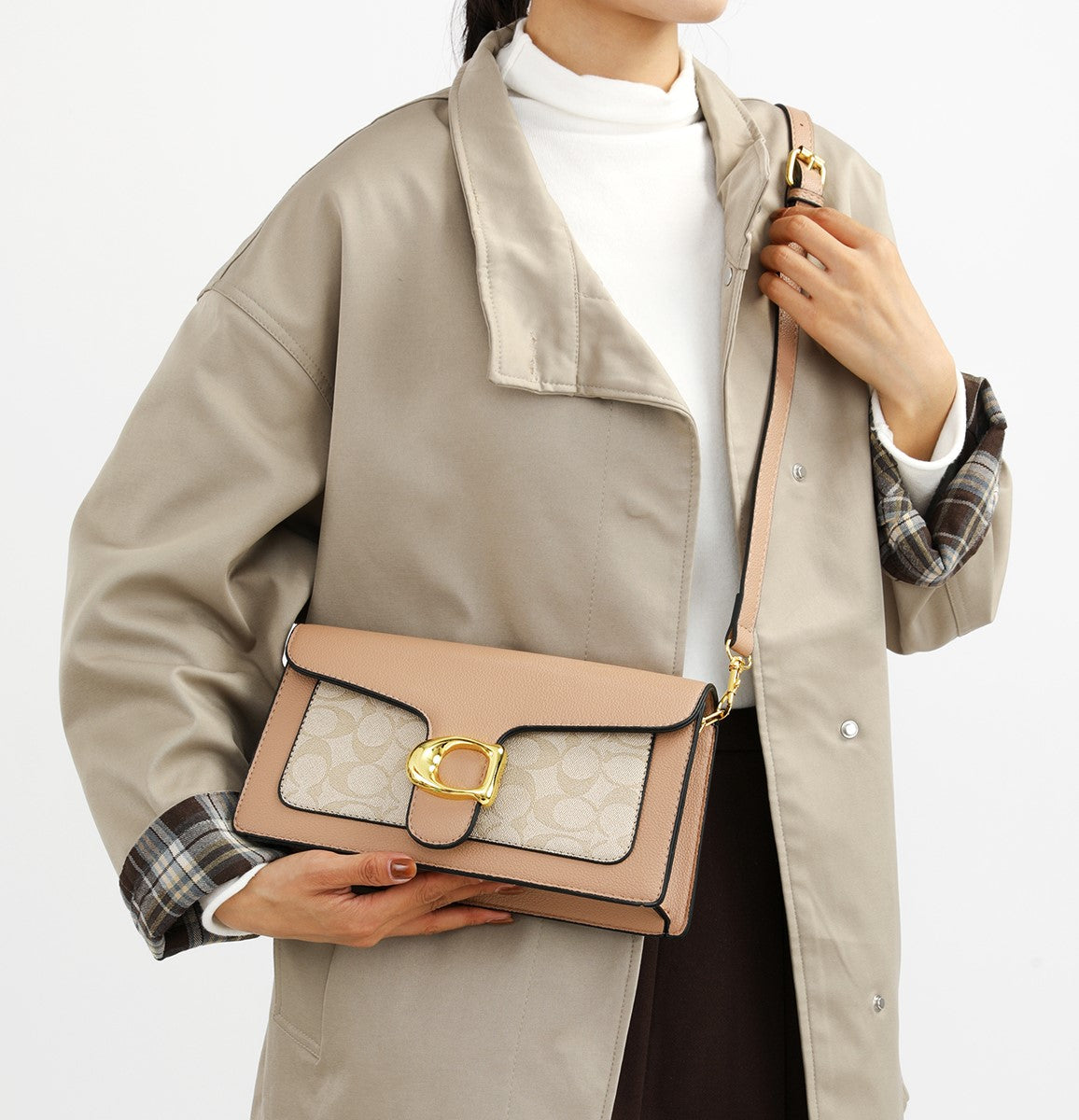The "Monogram Buckle" Shoulder Bag (Nude/Blush)
