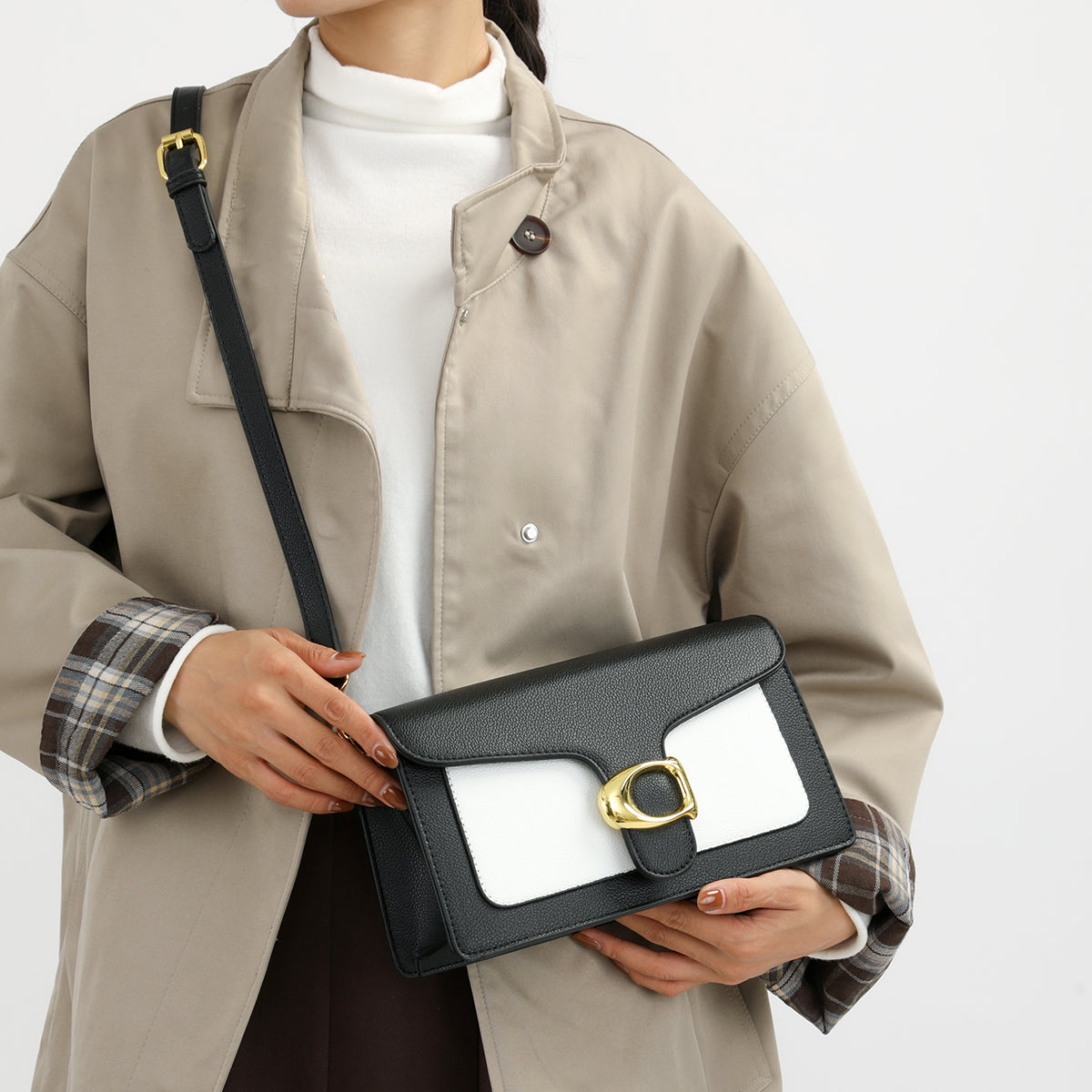 The "Iconic Duo" Buckle Shoulder Bag (Black)