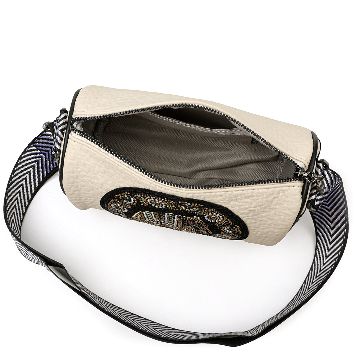 The "Artisan Elephant" Barrel Crossbody (Ivory)