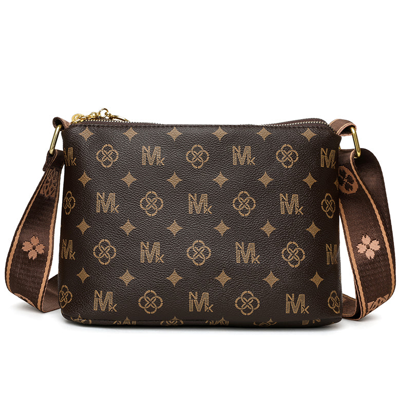 The "Iconic Triple-Zip" Crossbody (Deep Brown)