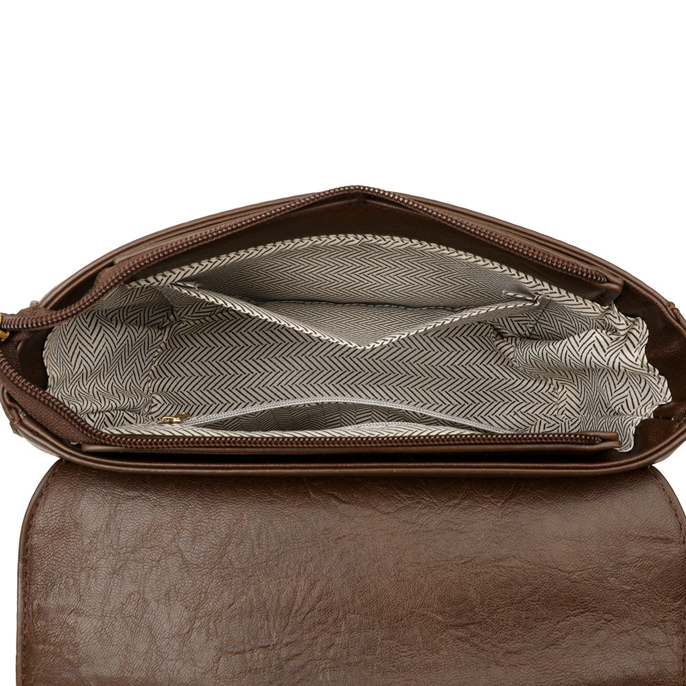Classic Crescent Crossbody Bag – Vintage Brown Edition