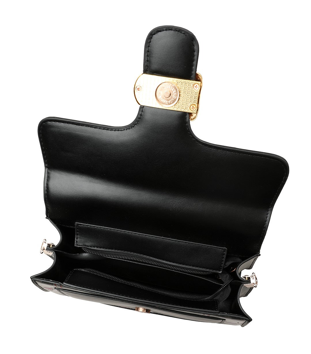 Signature Monogram Heart Print Shoulder Bag – Black Edition