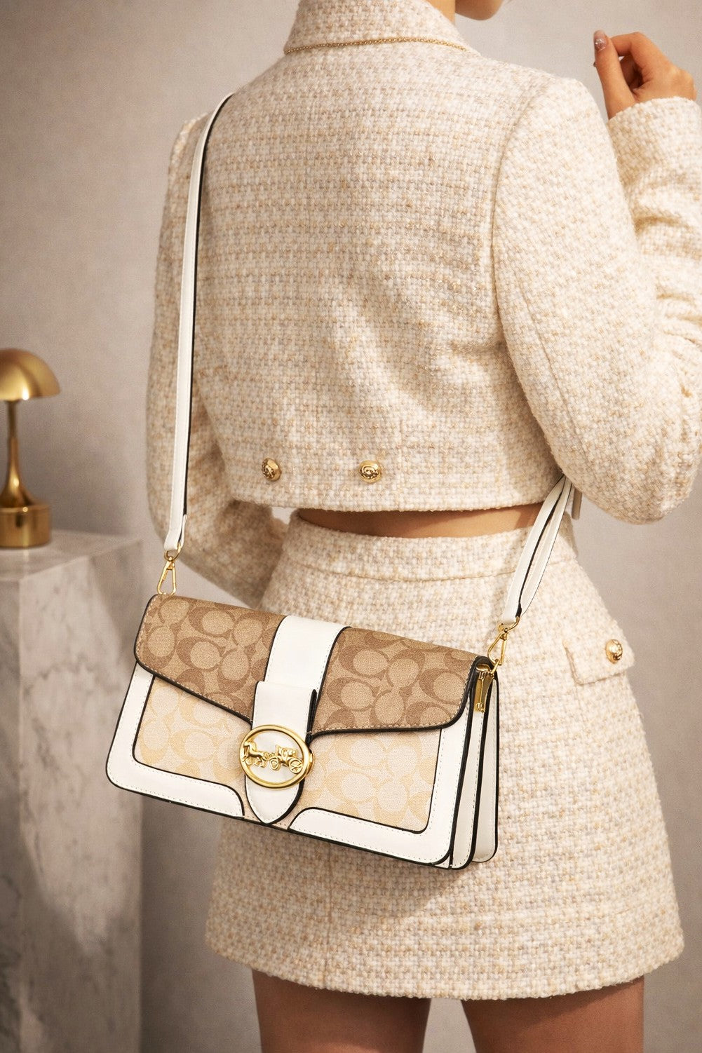 Heritage Carriage Signature Shoulder Bag – Ivory Edition