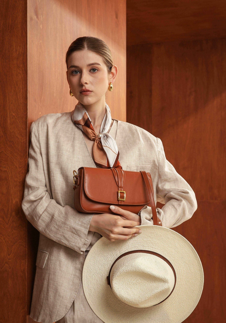 Classic Buckle Crossbody Bag – Tan Brown Edition
