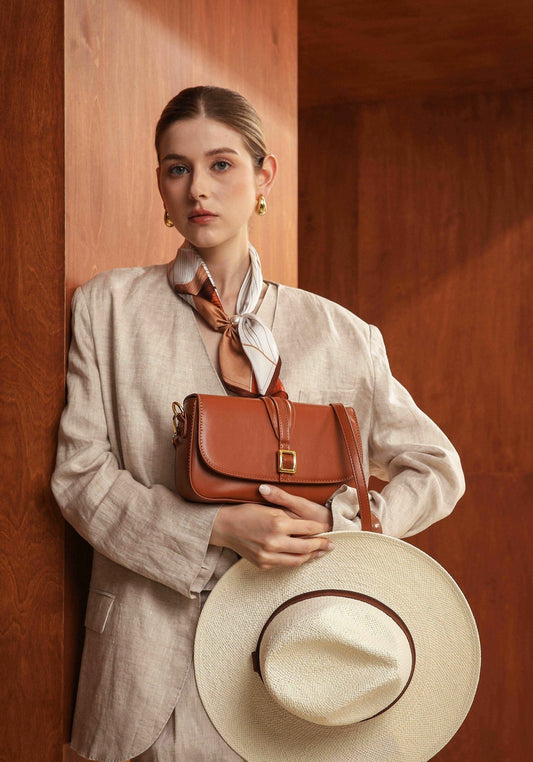 Classic Buckle Crossbody Bag – Tan Brown Edition