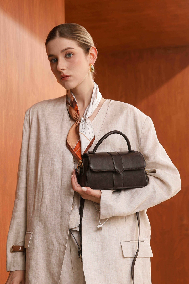 Vintage Top Handle Satchel – Espresso Brown Edition