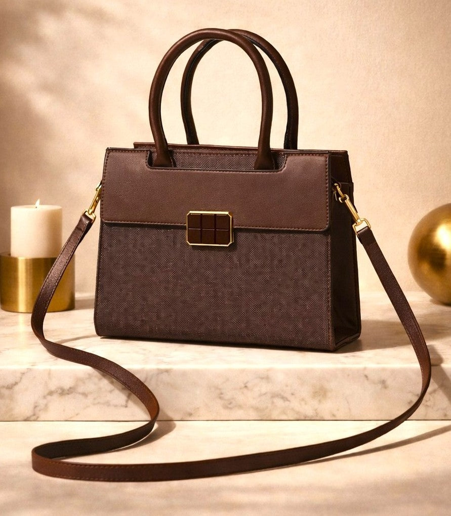 Classic Top Handle Structured Bag – Brown Edition