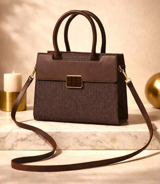 Classic Top Handle Structured Bag – Brown Edition