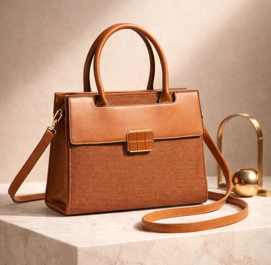 Classic Top Handle Structured Bag – Tan Edition