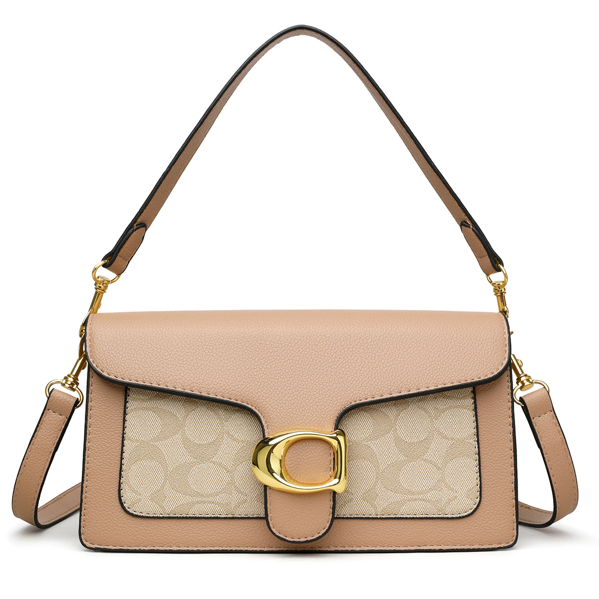 The "Monogram Buckle" Shoulder Bag (Nude/Blush)