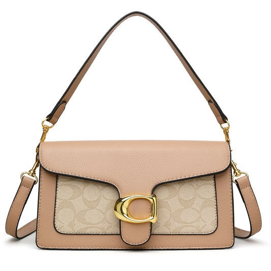 The "Monogram Buckle" Shoulder Bag (Nude/Blush)