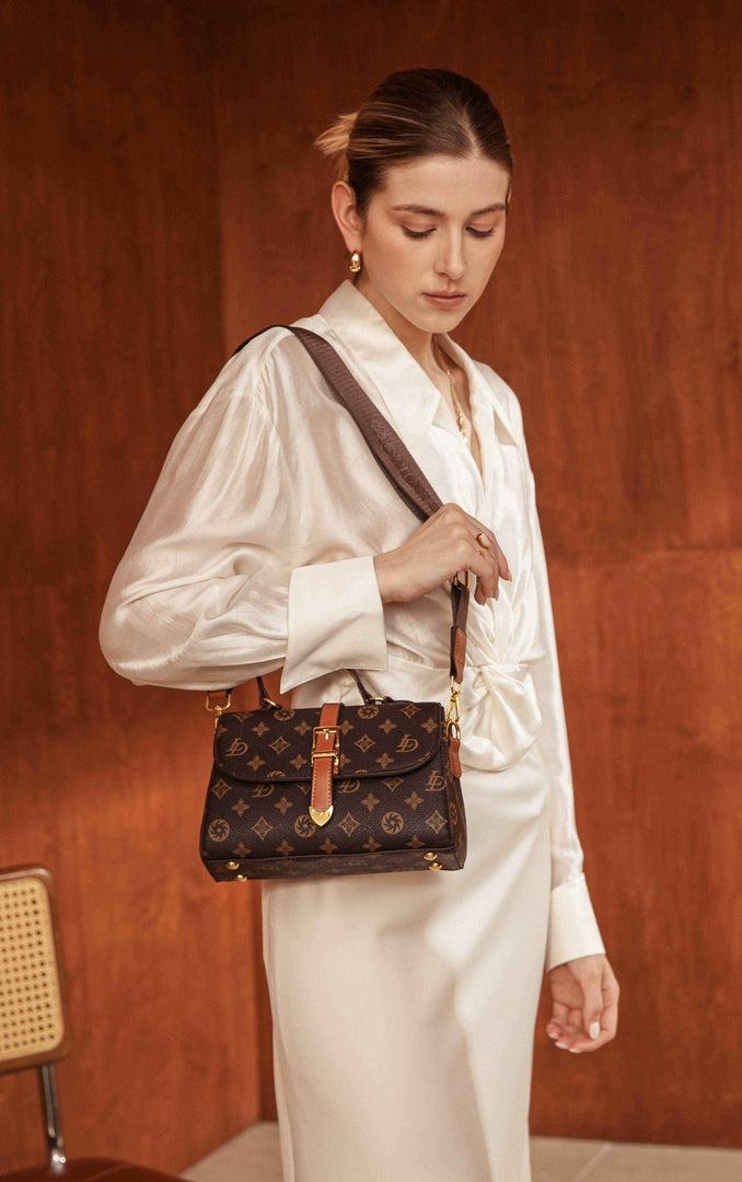 Classic Monogram Top Handle Crossbody Bag – Brown Edition