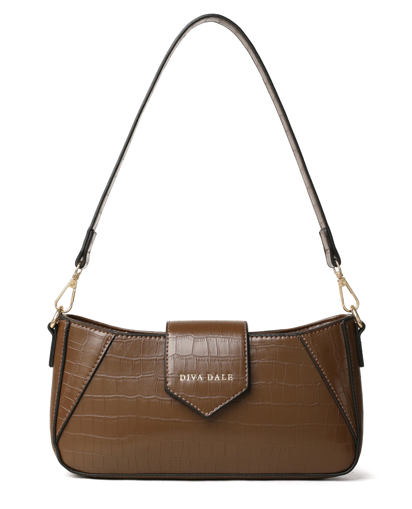 Croc-Embossed Shoulder Bag – Brown Edition