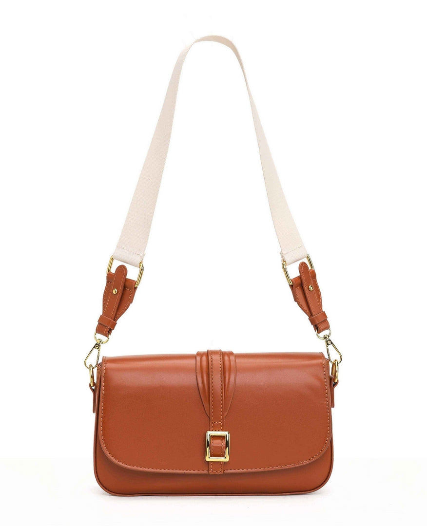 Classic Buckle Crossbody Bag – Tan Brown Edition