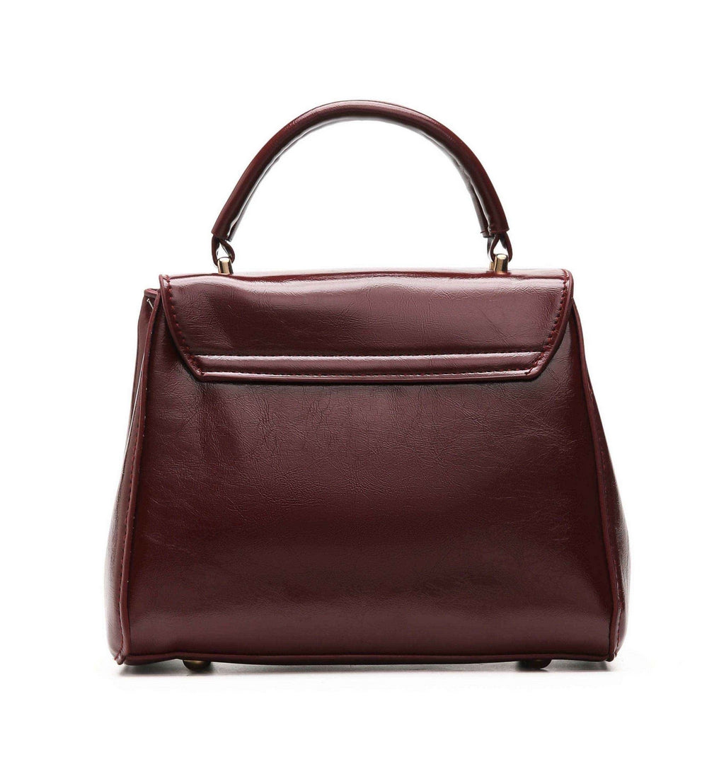 Classic Structured Top Handle Satchel – Burgundy Edition