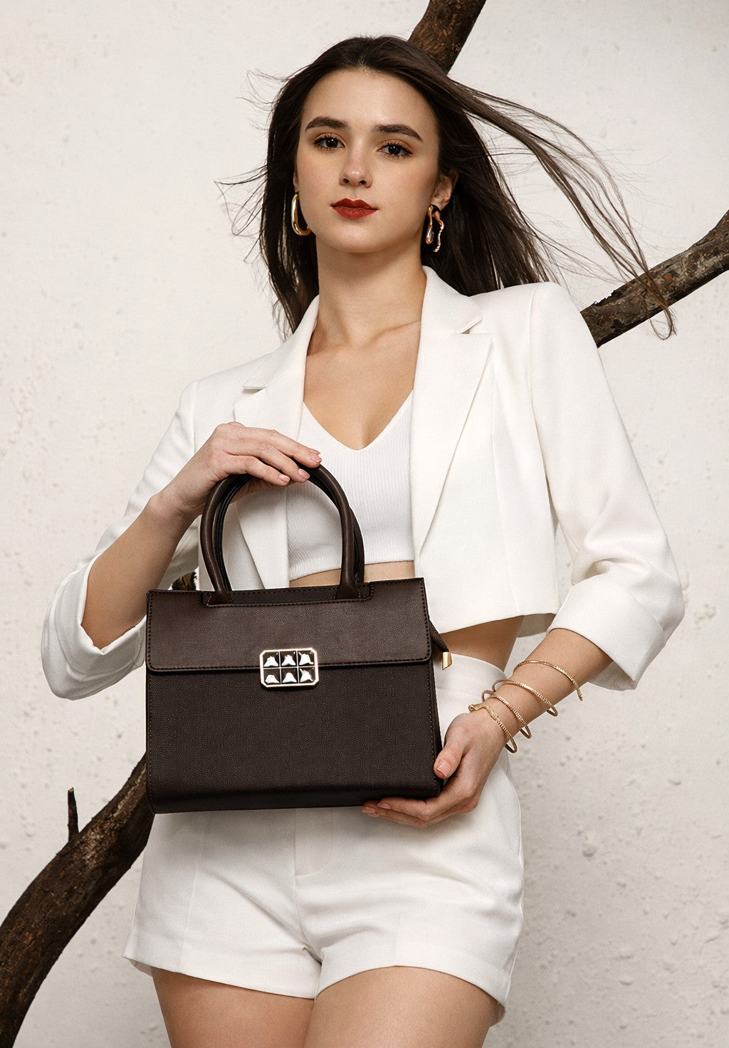 Classic Top Handle Structured Bag – Brown Edition