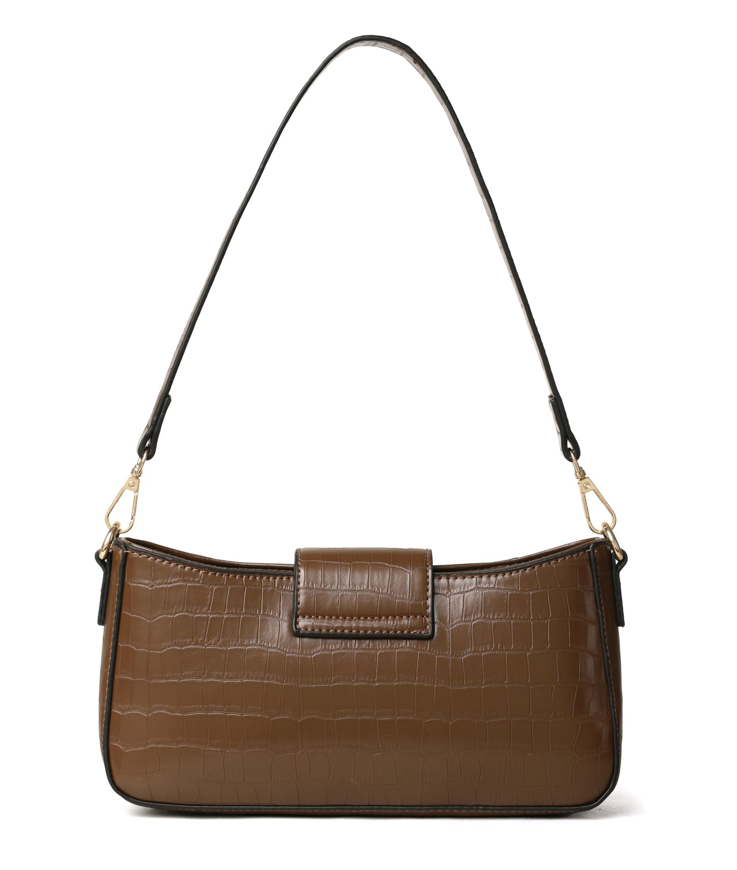 Croc-Embossed Shoulder Bag – Brown Edition