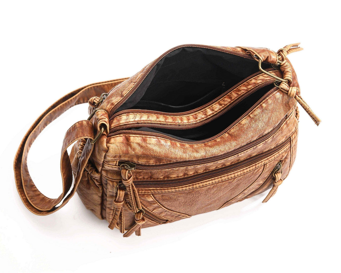 Vintage Multi-Pocket Crossbody Bag – Tan Edition