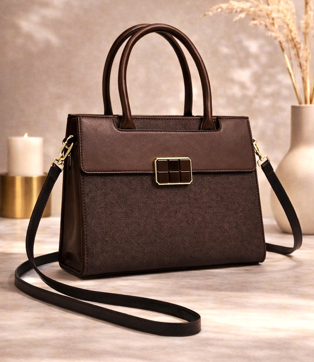 Classic Top Handle Structured Bag – Brown Edition