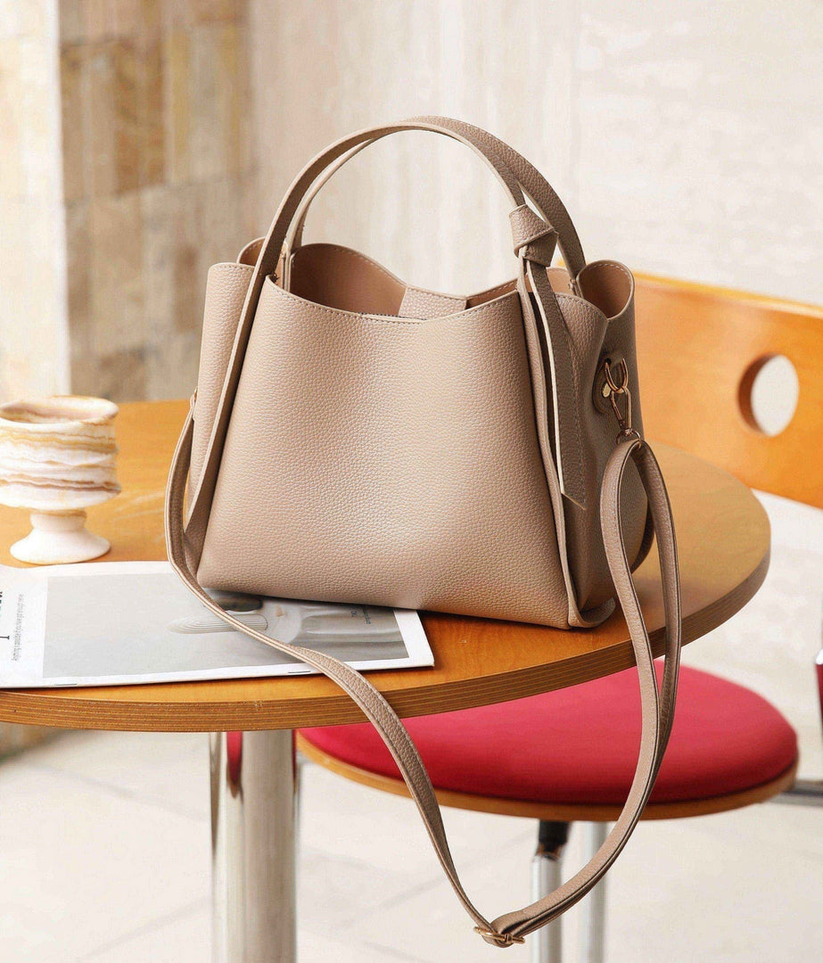 Minimalist Bucket Tote Bag – Beige Edition