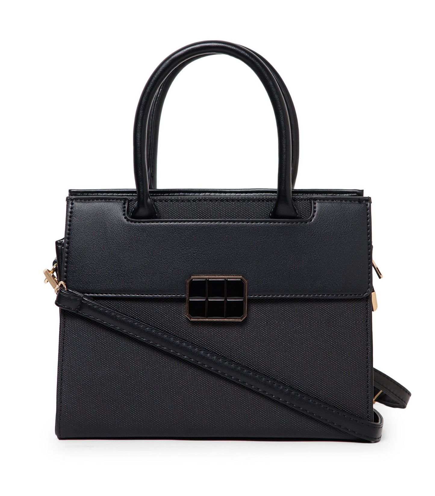 Classic Top Handle Structured Bag – Black Edition