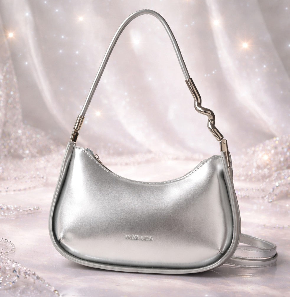The “Silver Aura” Metallic Shoulder Bag