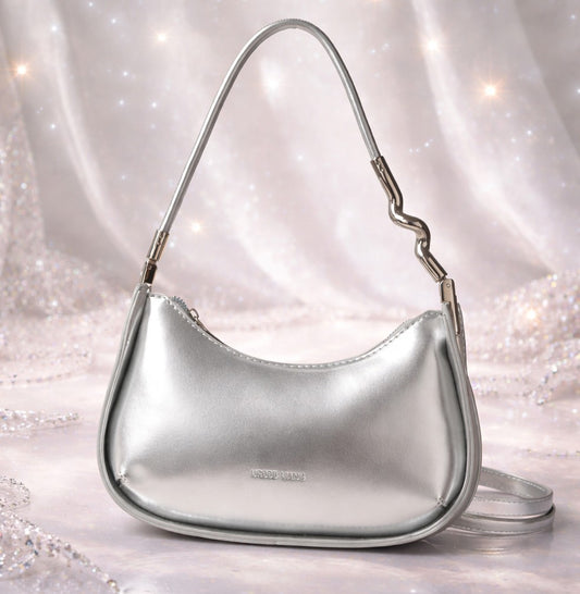 The “Silver Aura” Metallic Shoulder Bag