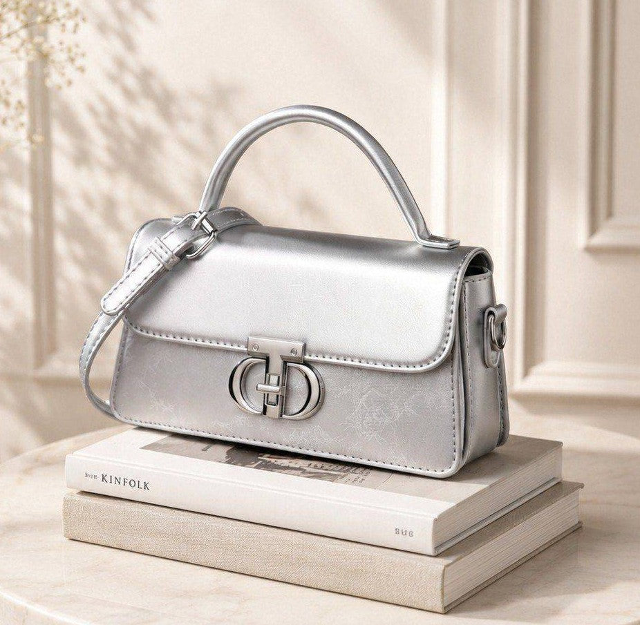 Classic Top Handle Shoulder Bag – Silver Edition