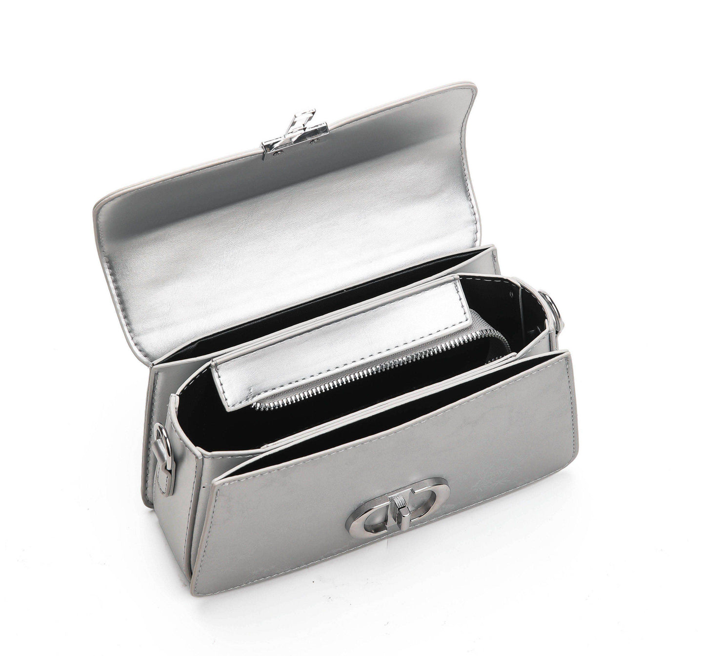 Classic Top Handle Shoulder Bag – Silver Edition