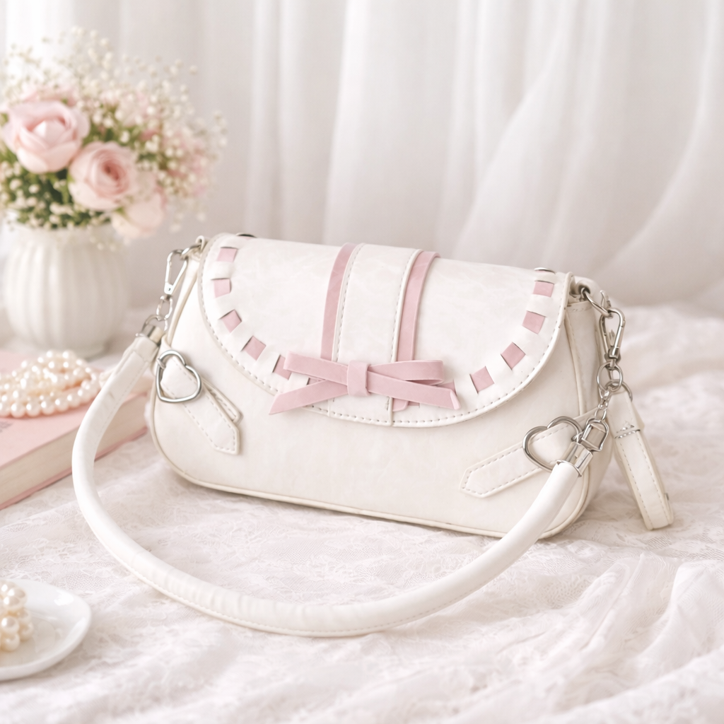 The “Ivory Darling” Bow Shoulder Bag