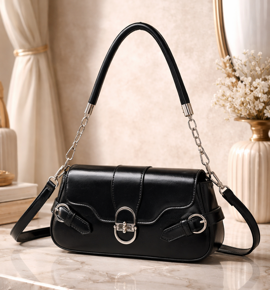 The “Noir Edge” Chain Shoulder Bag