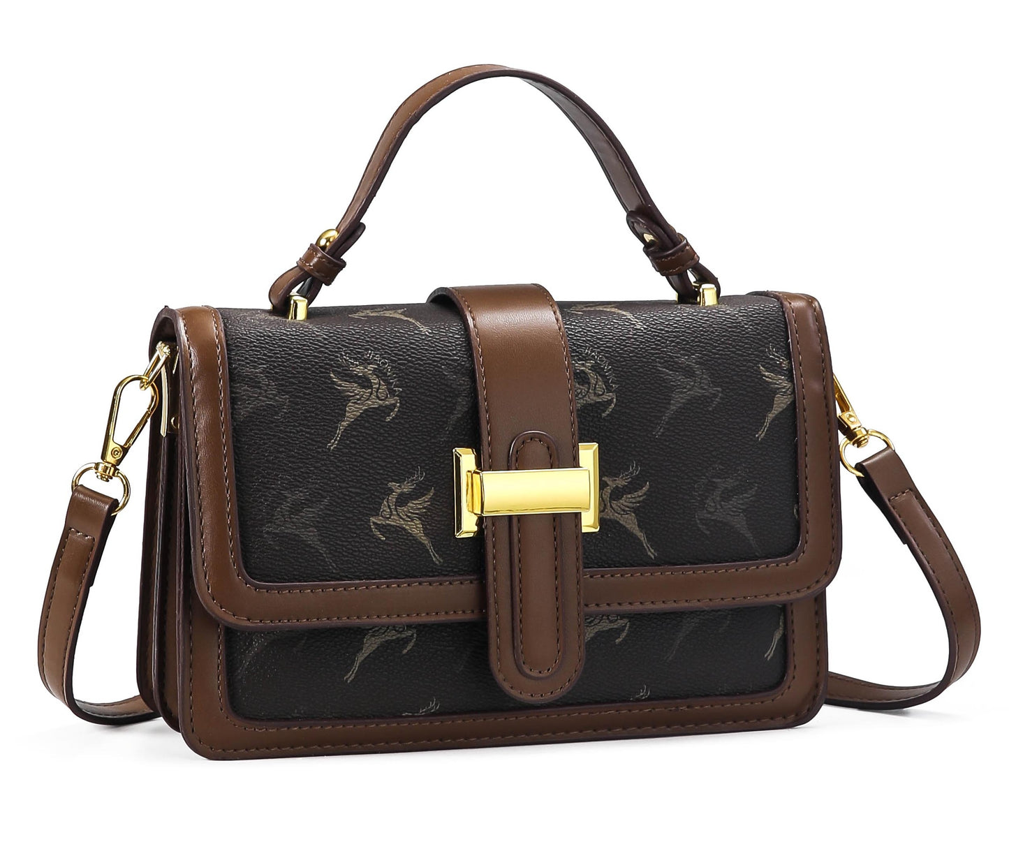 Elegant Structured Top Handle Satchel – Brown Edition
