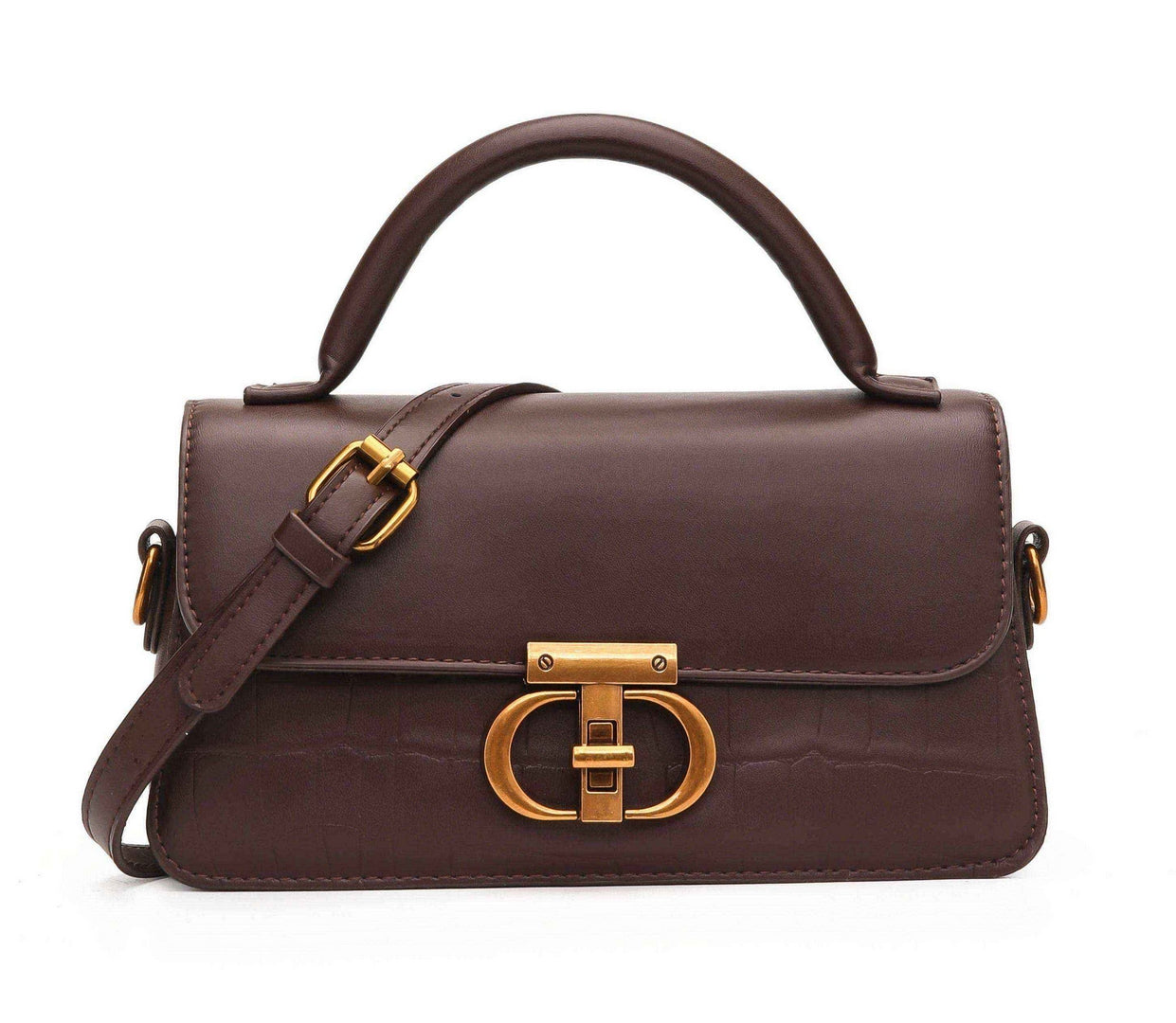 Classic Croc Accent Top Handle Bag – Espresso Brown Edition