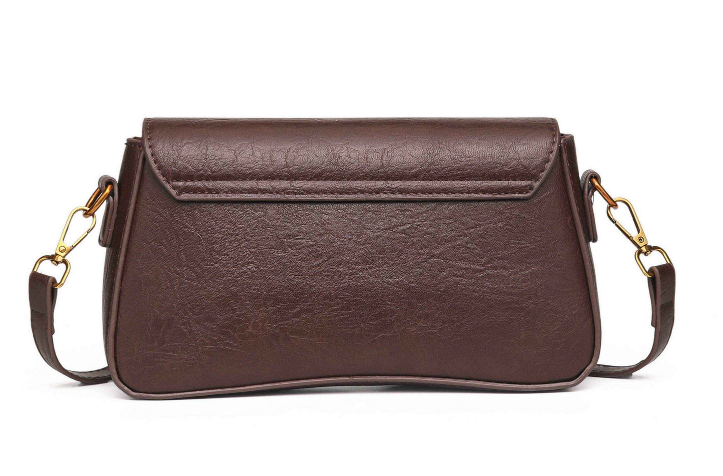 Classic Curved Flap Shoulder Bag – Coffee Brown Edition
