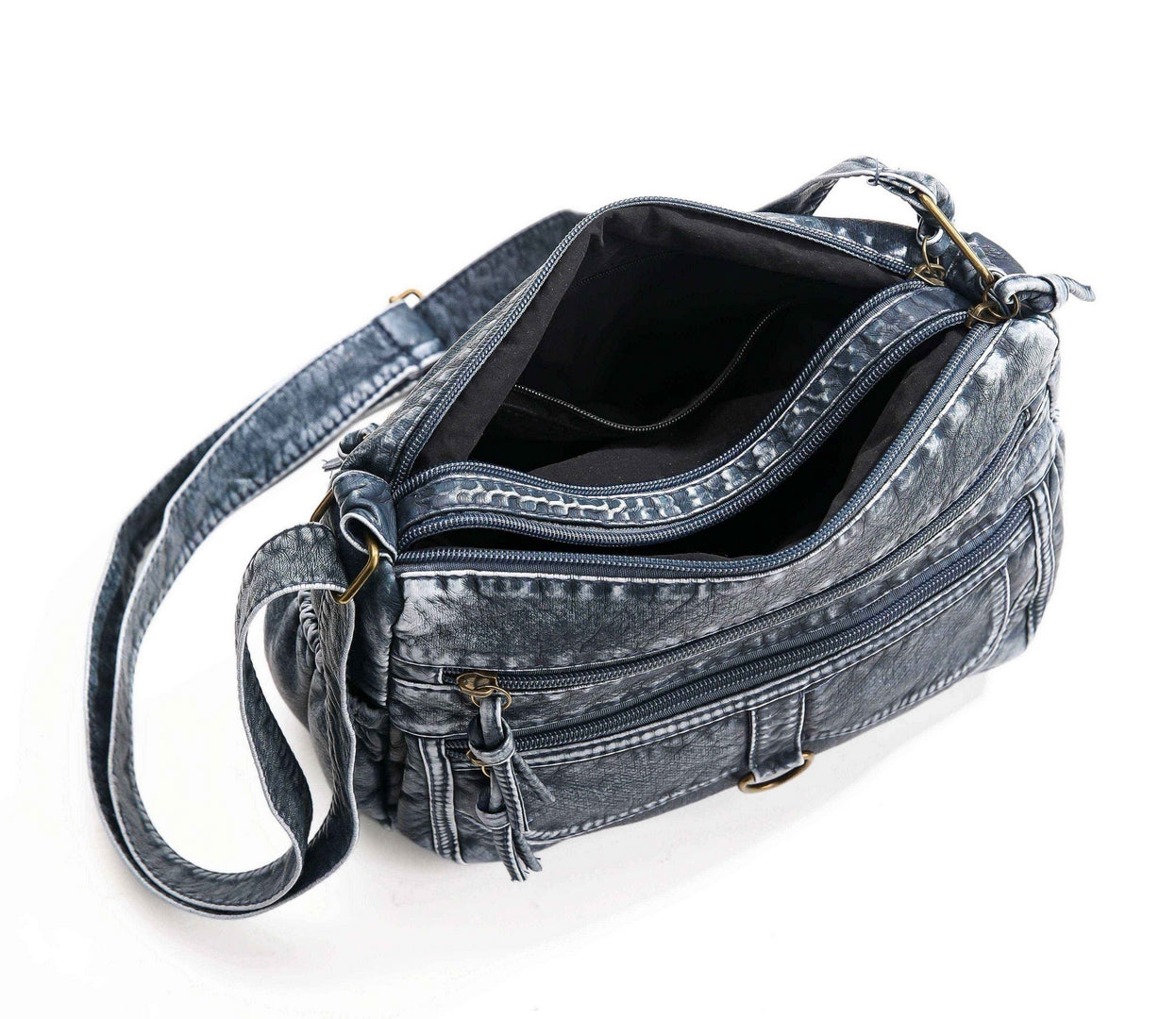 Vintage Multi-Pocket Shoulder Bag – Denim Blue Edition
