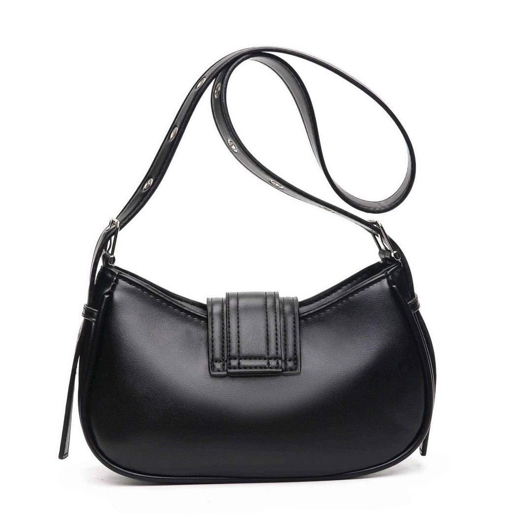 Vintage Buckle Shoulder Bag – Classic Black Edition
