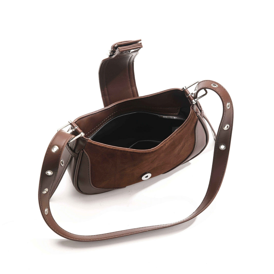 Vintage Buckle Shoulder Bag – Chocolate Brown Edition