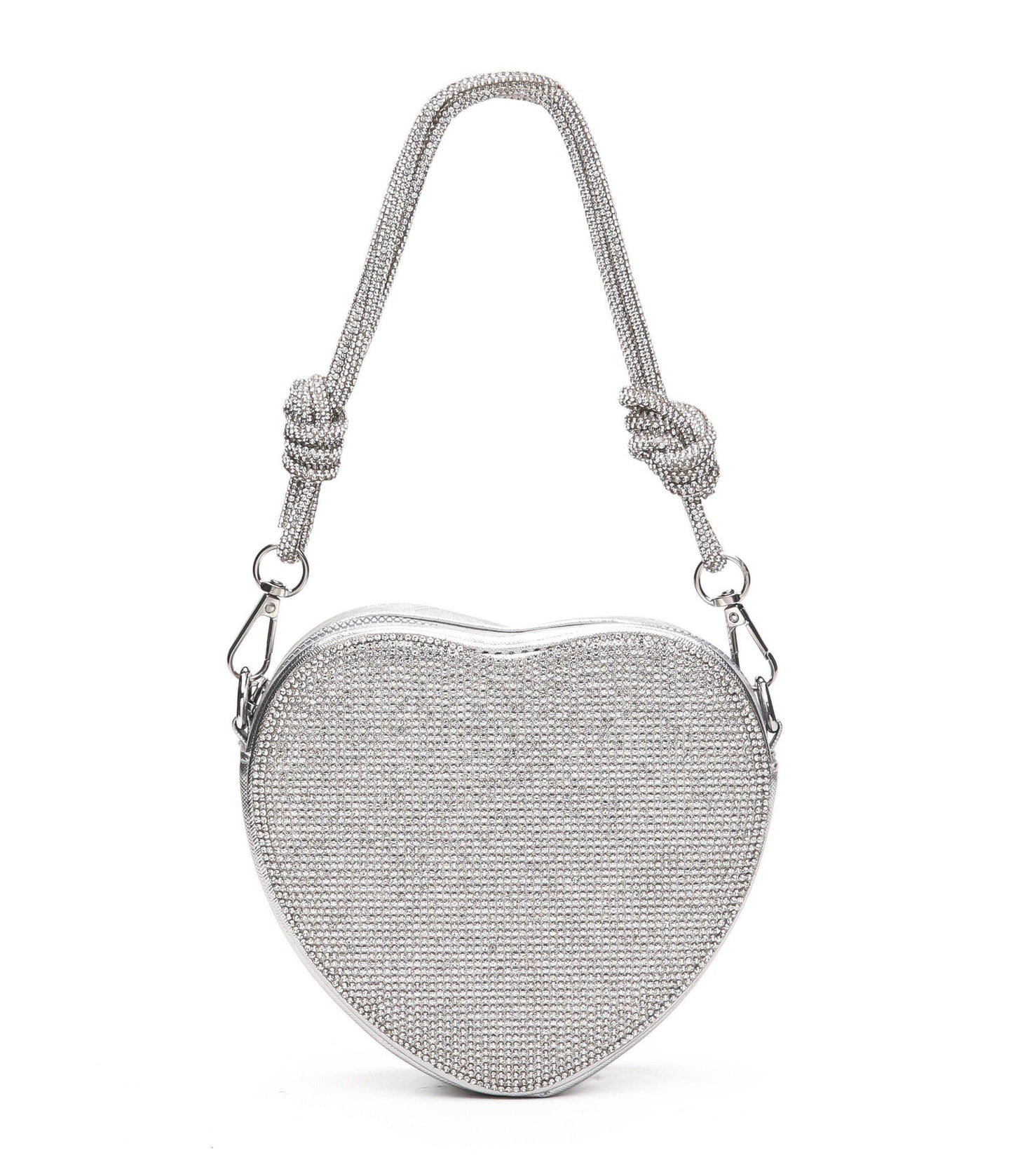 Crystal Heart Crossbody Bag – Silver Edition