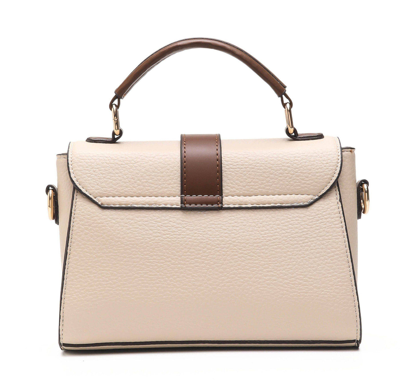 Classic Top Handle Crossbody Bag – Beige & Brown Edition