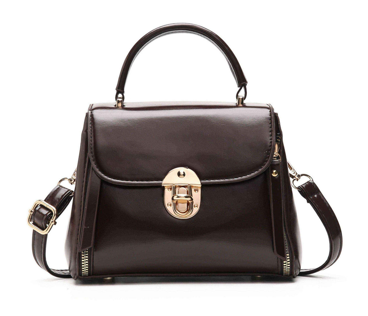 Classic Top Handle Lock Bag – Espresso Brown Edition