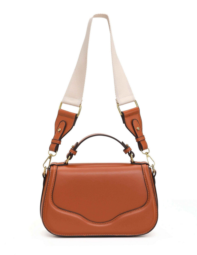 Elegant Top Handle Crossbody Bag – Tan Brown Edition